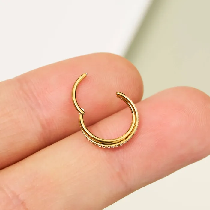 OUFER BODY JEWELRY Rings 18G CZ Hinged Segment Entwine Nose Ring Cartilage Earring OUFER BODY JEWELRY Rings 18G CZ Hinged Segment Entwine Nose Ring Cartilage Earring
