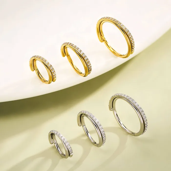 OUFER BODY JEWELRY Rings 18G CZ Hinged Segment Entwine Nose Ring Cartilage Earring OUFER BODY JEWELRY Rings 18G CZ Hinged Segment Entwine Nose Ring Cartilage Earring