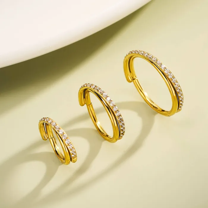 OUFER BODY JEWELRY Rings 18G CZ Hinged Segment Entwine Nose Ring Cartilage Earring OUFER BODY JEWELRY Rings 18G CZ Hinged Segment Entwine Nose Ring Cartilage Earring