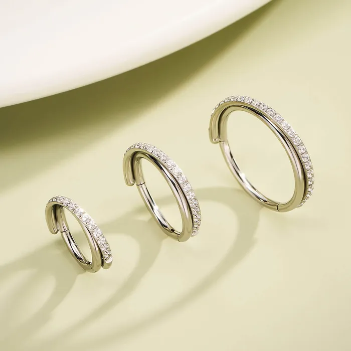 OUFER BODY JEWELRY Rings 18G CZ Hinged Segment Entwine Nose Ring Cartilage Earring OUFER BODY JEWELRY Rings 18G CZ Hinged Segment Entwine Nose Ring Cartilage Earring