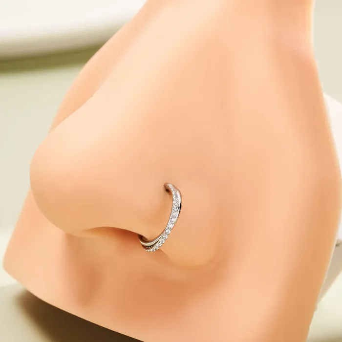OUFER BODY JEWELRY Rings 18G CZ Hinged Segment Entwine Nose Ring Cartilage Earring OUFER BODY JEWELRY Rings 18G CZ Hinged Segment Entwine Nose Ring Cartilage Earring