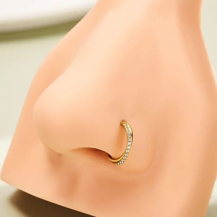 OUFER BODY JEWELRY Rings 18G CZ Hinged Segment Entwine Nose Ring Cartilage Earring OUFER BODY JEWELRY Rings 18G CZ Hinged Segment Entwine Nose Ring Cartilage Earring
