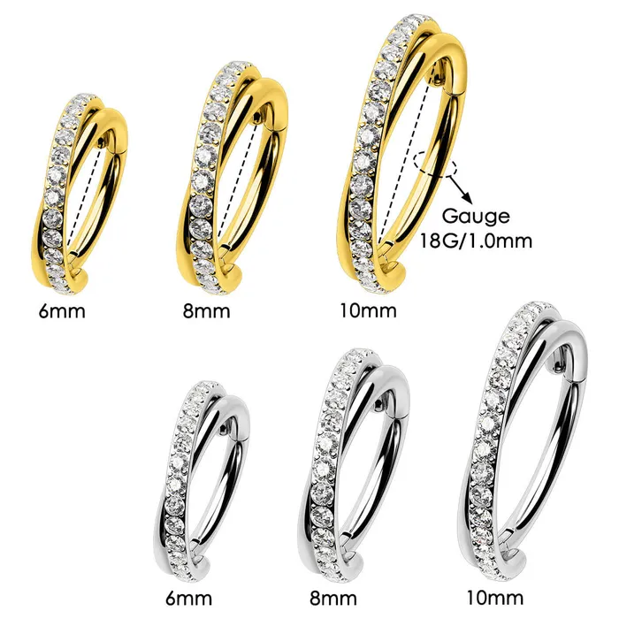 OUFER BODY JEWELRY Rings 18G CZ Hinged Segment Entwine Nose Ring Cartilage Earring OUFER BODY JEWELRY Rings 18G CZ Hinged Segment Entwine Nose Ring Cartilage Earring