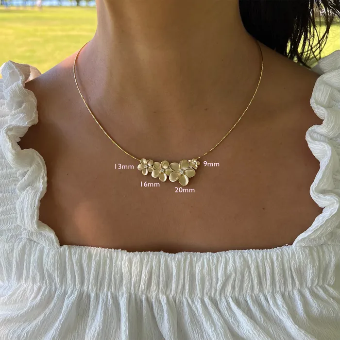 Plumeria Pendant in Gold with Diamond 16mm Maui Divers Jewelry Necklaces