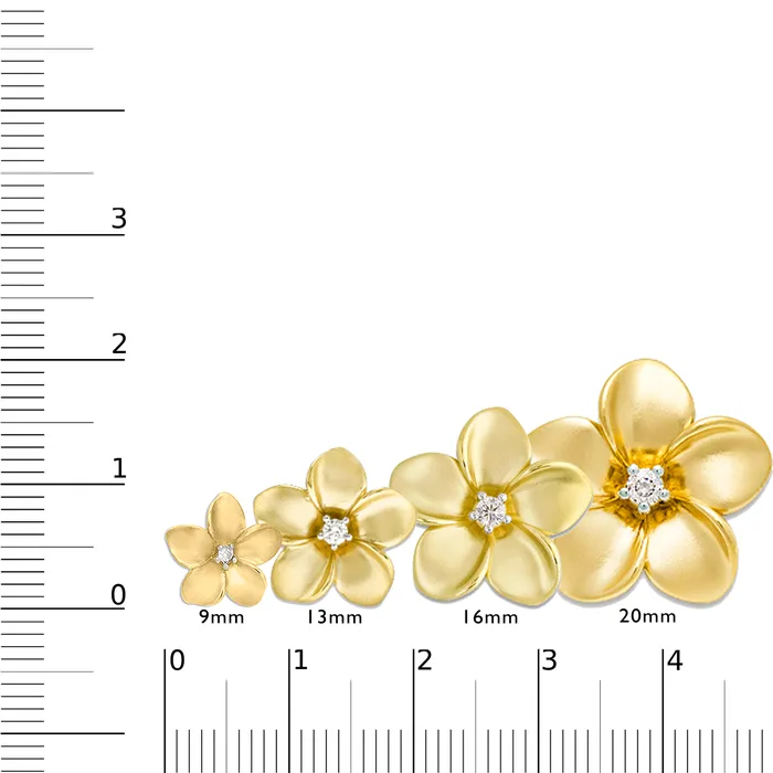 Plumeria Pendant in Gold with Diamond 16mm Maui Divers Jewelry Necklaces