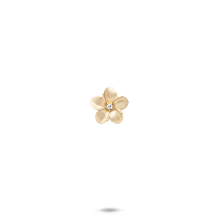 Plumeria Pendant in Gold with Diamond 9mm Maui Divers Jewelry Necklaces