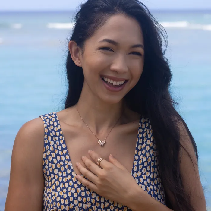 Plumeria Pendant in Rose Gold with Diamond 9mm Maui Divers Jewelry Necklaces