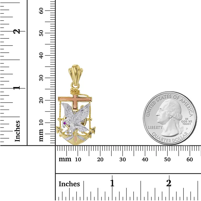 PreStyled Sets DecadenceJewelry 14K Gold Tricolor 36x18mm Anchor Eagle Pendant PreStyled Sets DecadenceJewelry 14K Gold Tricolor 36x18mm Anchor Eagle Pendant