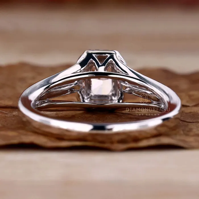 Radiant Cut Pink Lab Grown Diamond Split Shank Pave Ring Diamondrensu Rings