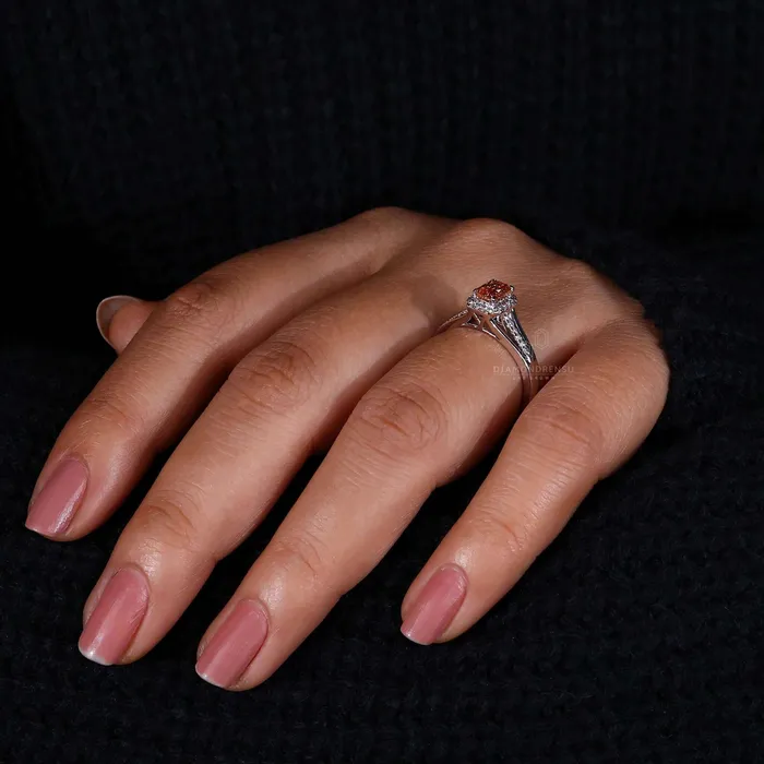 Radiant Cut Pink Lab Grown Diamond Split Shank Pave Ring Diamondrensu Rings
