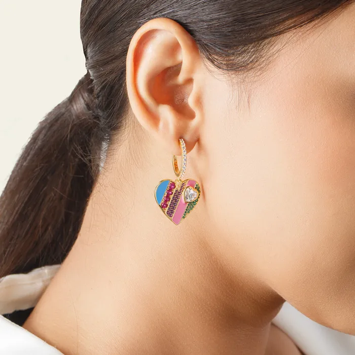 Rainbow Heart Earrings Isharya Modern Indian Jewelry Earrings