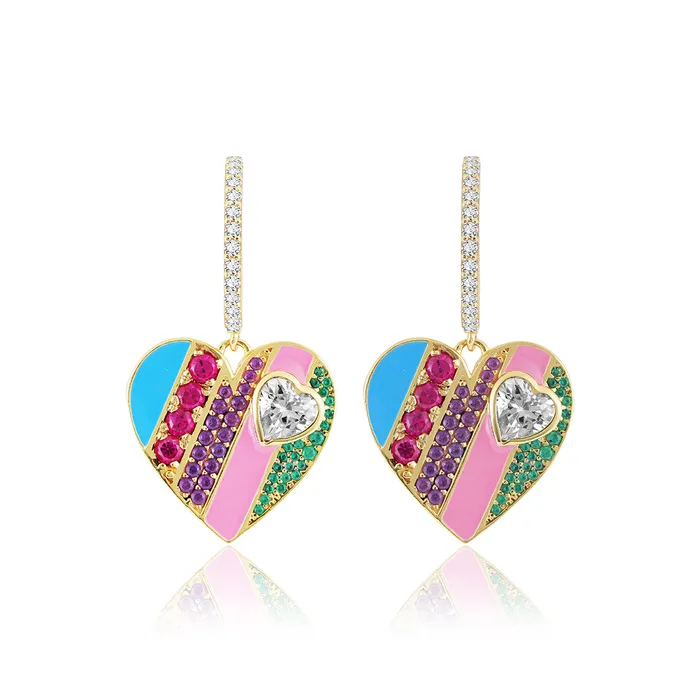 Rainbow Heart Earrings Isharya Modern Indian Jewelry Earrings