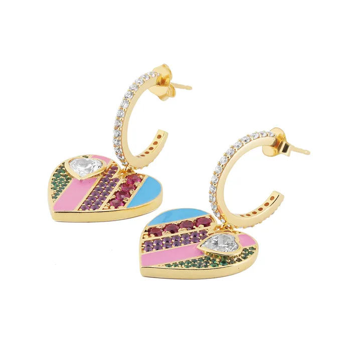 Rainbow Heart Earrings Isharya Modern Indian Jewelry Earrings