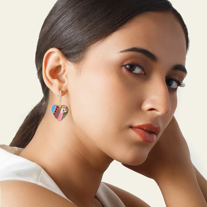 Rainbow Heart Earrings Isharya Modern Indian Jewelry Earrings