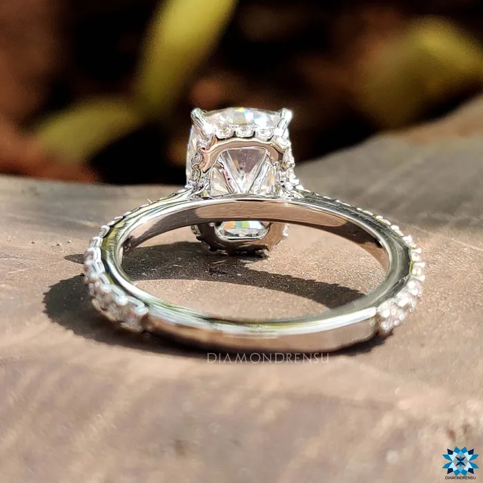 Rings Cushion Ice Crushed Pave Crown Moissanite Engagement Ring Diamondrensu