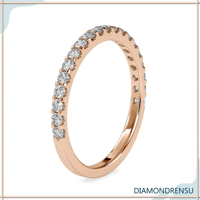 Rings Diamondrensu 170 MM Round Brilliant Cut Half Eternity Moissanite Wedding Band Rings Diamondrensu 170 MM Round Brilliant Cut Half Eternity Moissanite Wedding Band
