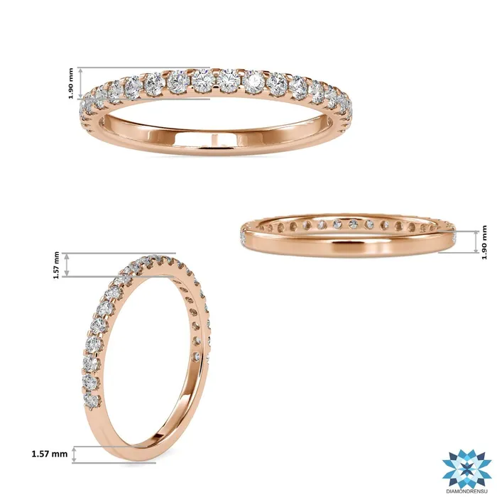Rings Diamondrensu 170 MM Round Brilliant Cut Half Eternity Moissanite Wedding Band Rings Diamondrensu 170 MM Round Brilliant Cut Half Eternity Moissanite Wedding Band