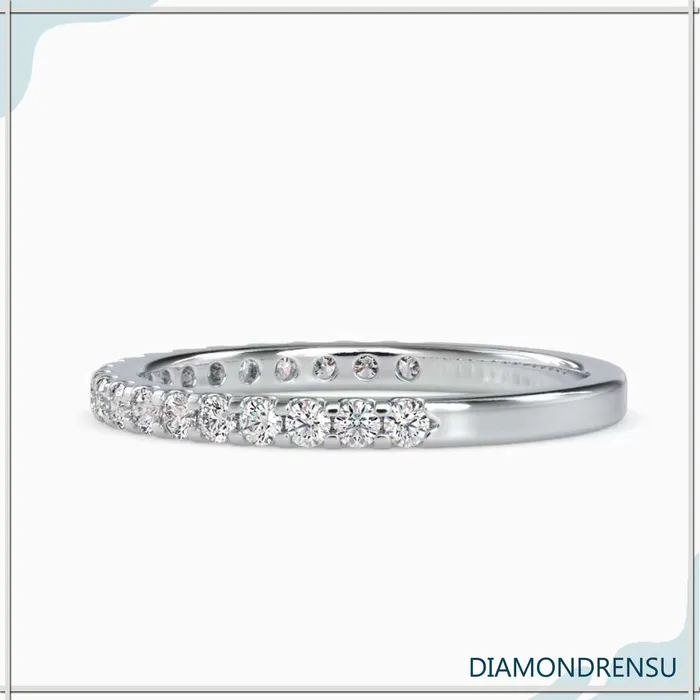 Rings Diamondrensu 170 MM Round Brilliant Cut Half Eternity Moissanite Wedding Band Rings Diamondrensu 170 MM Round Brilliant Cut Half Eternity Moissanite Wedding Band