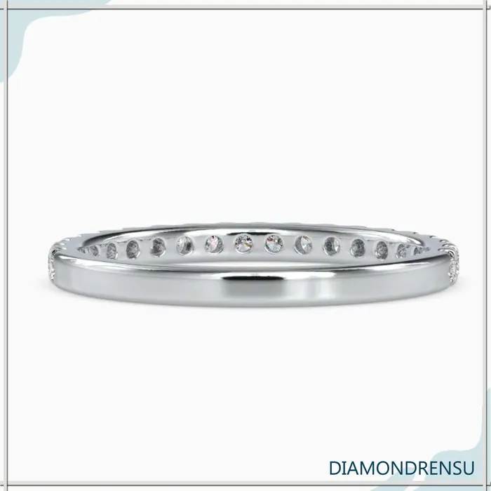 Rings Diamondrensu 170 MM Round Brilliant Cut Half Eternity Moissanite Wedding Band Rings Diamondrensu 170 MM Round Brilliant Cut Half Eternity Moissanite Wedding Band
