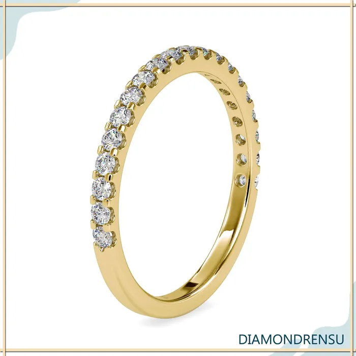 Rings Diamondrensu 170 MM Round Brilliant Cut Half Eternity Moissanite Wedding Band Rings Diamondrensu 170 MM Round Brilliant Cut Half Eternity Moissanite Wedding Band