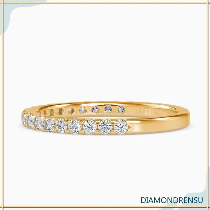 Rings Diamondrensu 170 MM Round Brilliant Cut Half Eternity Moissanite Wedding Band Rings Diamondrensu 170 MM Round Brilliant Cut Half Eternity Moissanite Wedding Band