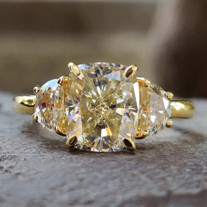 Rings Diamondrensu 350 TW Cushion Cut Moissanite Three Stone Engagement Ring Rings Diamondrensu 350 TW Cushion Cut Moissanite Three Stone Engagement Ring