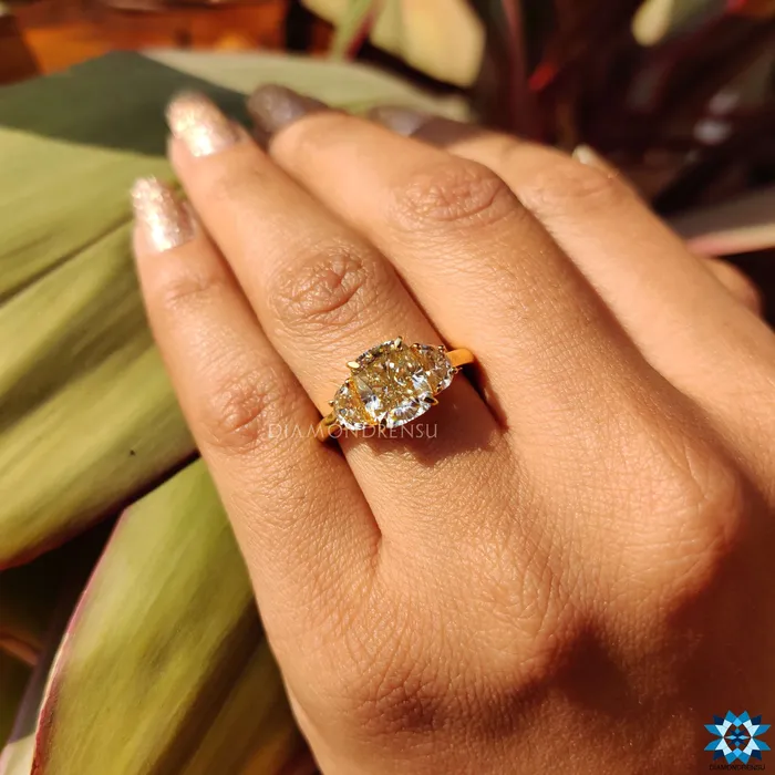 Rings Diamondrensu 350 TW Cushion Cut Moissanite Three Stone Engagement Ring Rings Diamondrensu 350 TW Cushion Cut Moissanite Three Stone Engagement Ring