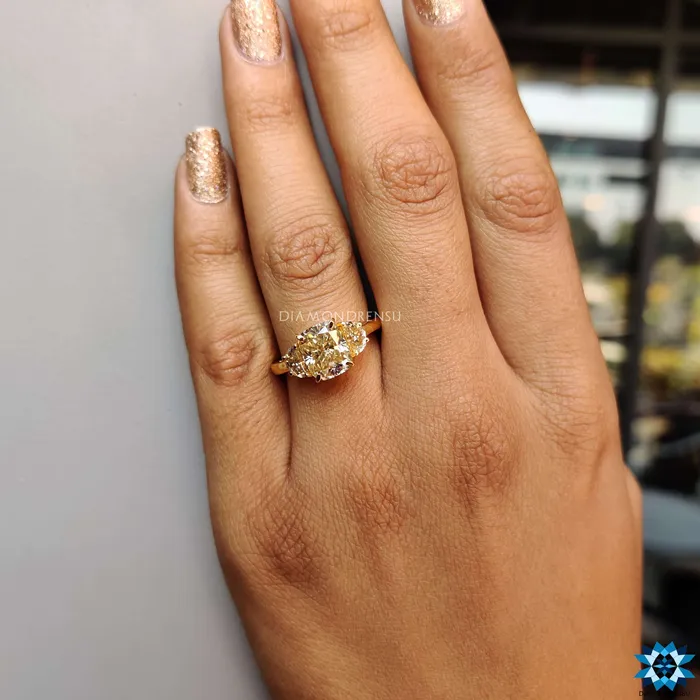 Rings Diamondrensu 350 TW Cushion Cut Moissanite Three Stone Engagement Ring Rings Diamondrensu 350 TW Cushion Cut Moissanite Three Stone Engagement Ring