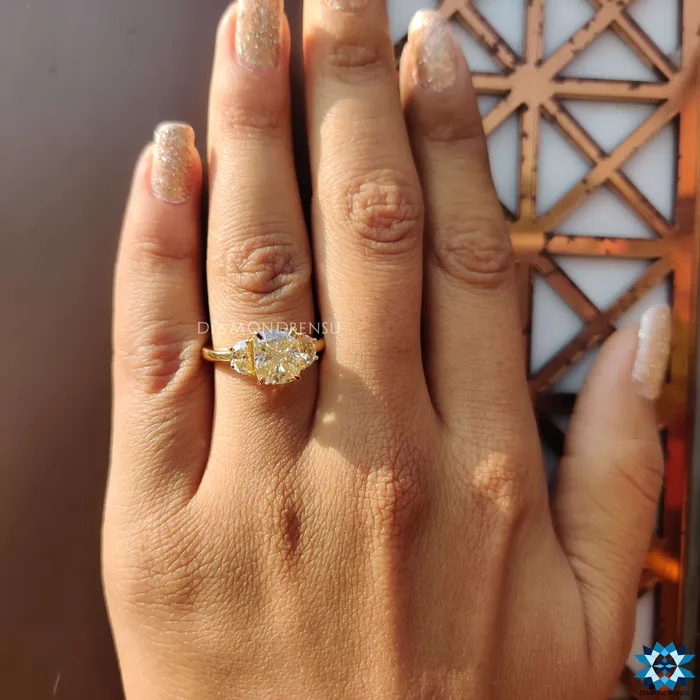 Rings Diamondrensu 350 TW Cushion Cut Moissanite Three Stone Engagement Ring Rings Diamondrensu 350 TW Cushion Cut Moissanite Three Stone Engagement Ring