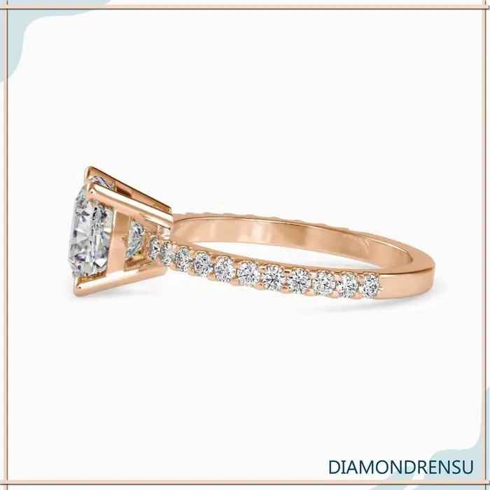 Rings Diamondrensu Cushion Cut Diamond Ring Pave Diamond Band Diamondrensu
