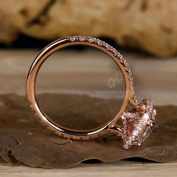 Rings Diamondrensu Elongated Cushion Cut Diamond Halo Engagement Ring