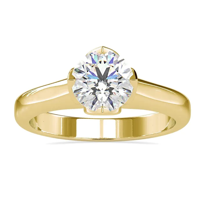 Rings Diamondrensu Gold Solitaire Engagement Ring With Tulip Setting