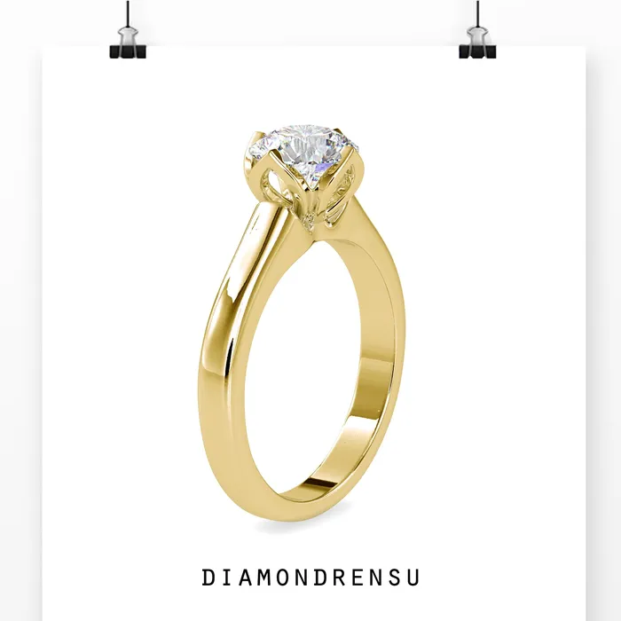 Rings Diamondrensu Gold Solitaire Engagement Ring With Tulip Setting
