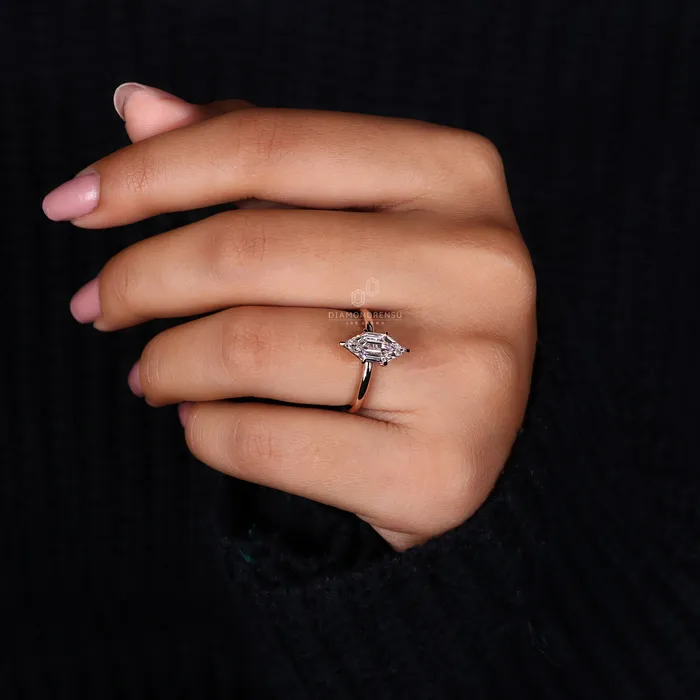 Rings Diamondrensu Hexagon Diamond Ring Solitaire Setting