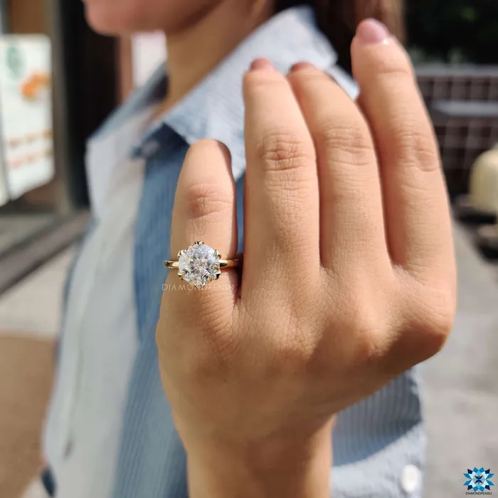 Rings Diamondrensu Jubilee Cut Claw Prongs Moissanite Solitaire Engagement Ring