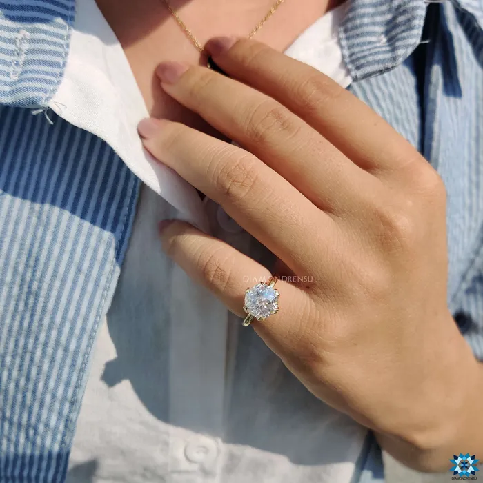 Rings Diamondrensu Jubilee Cut Claw Prongs Moissanite Solitaire Engagement Ring