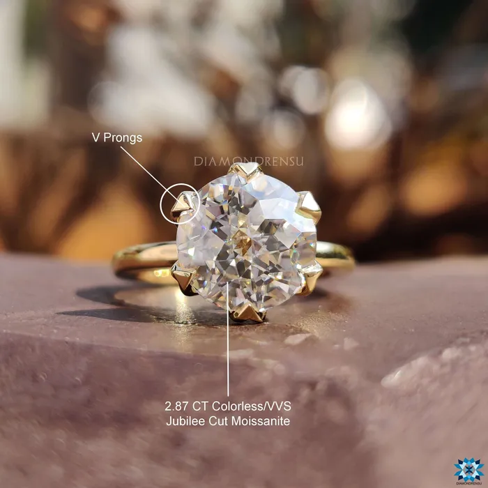 Rings Diamondrensu Jubilee Cut Claw Prongs Moissanite Solitaire Engagement Ring