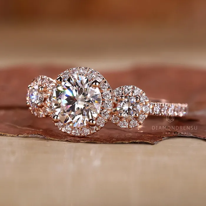 Rings Diamondrensu Round Diamond Engagement Ring Pave Setting
