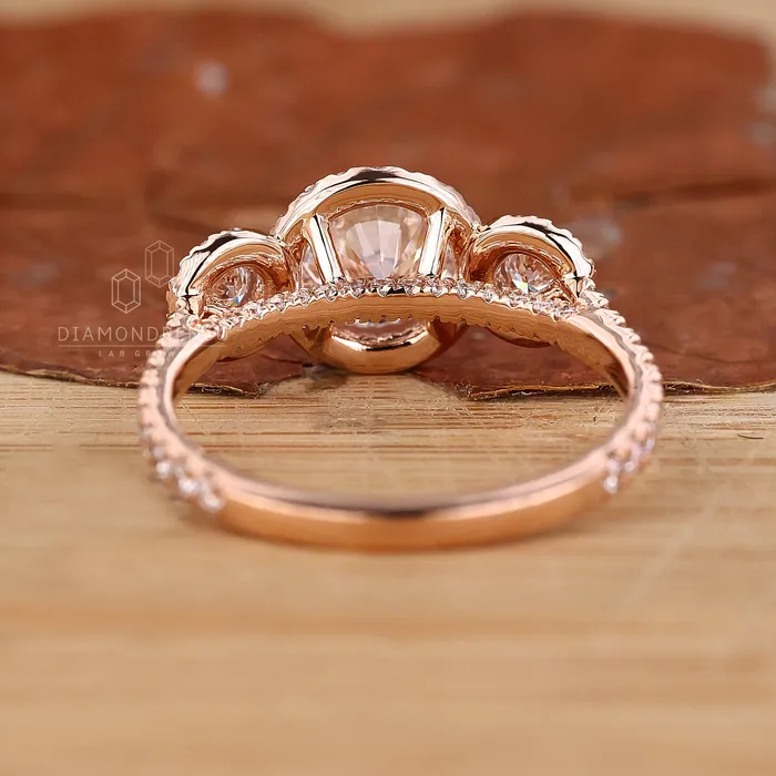 Rings Diamondrensu Round Diamond Engagement Ring Pave Setting