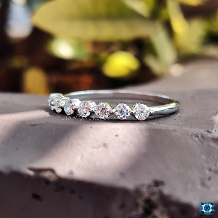 Rings Diamondrensu Round Old European Cut Colorless Moissanite Wedding Band