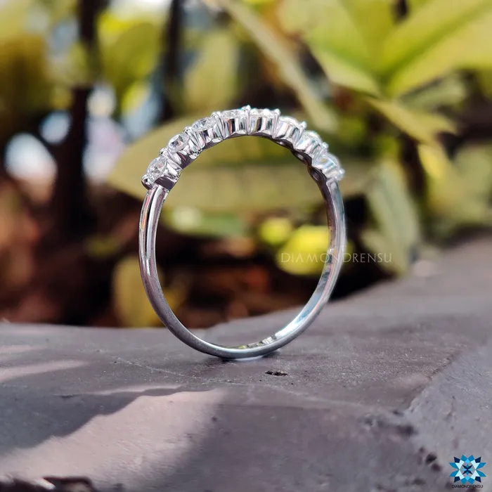 Rings Diamondrensu Round Old European Cut Colorless Moissanite Wedding Band
