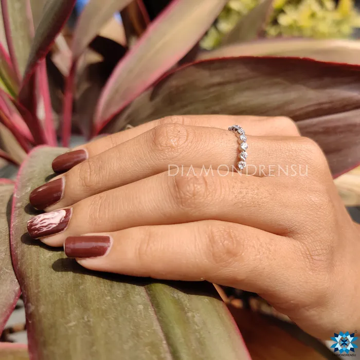 Rings Diamondrensu Round Old European Cut Colorless Moissanite Wedding Band