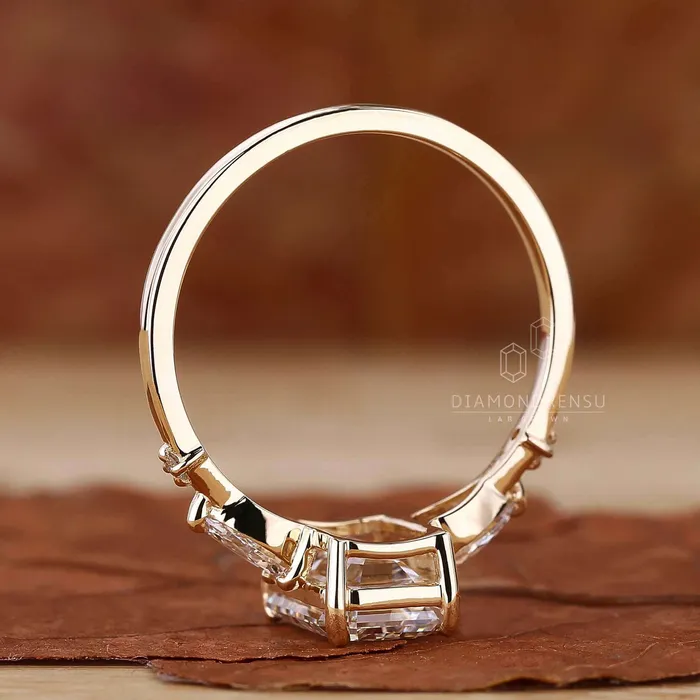 Rings Emerald and Pear Cut Lab Grown Diamond Engagement Ring for Her Diamondrensu