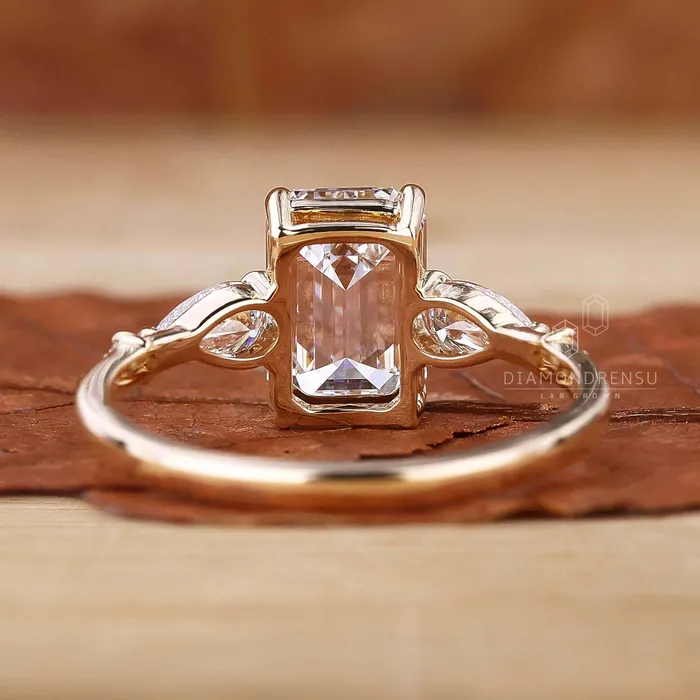 Rings Emerald and Pear Cut Lab Grown Diamond Engagement Ring for Her Diamondrensu