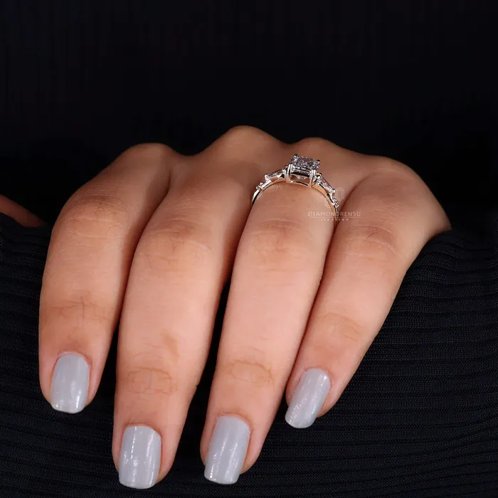 Rings Emerald and Pear Cut Lab Grown Diamond Engagement Ring for Her Diamondrensu