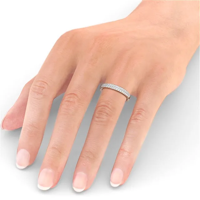 Rings Flawless Moissanite Half Eternity Ring Round Cut Double Row Rings Flawless Moissanite Half Eternity Ring Round Cut Double Row
