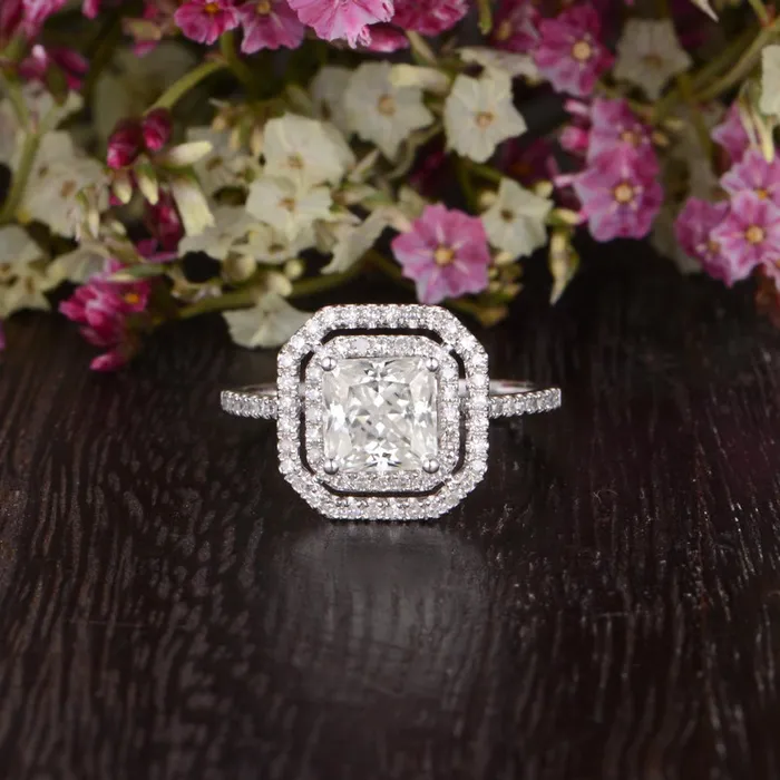 Rings Flawless Moissanite Princess Cut Moissanite Engagement Ring Vintage Design Rings Flawless Moissanite Princess Cut Moissanite Engagement Ring Vintage Design
