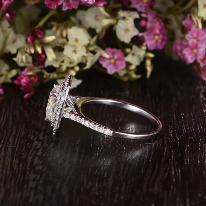 Rings Flawless Moissanite Princess Cut Moissanite Engagement Ring Vintage Design