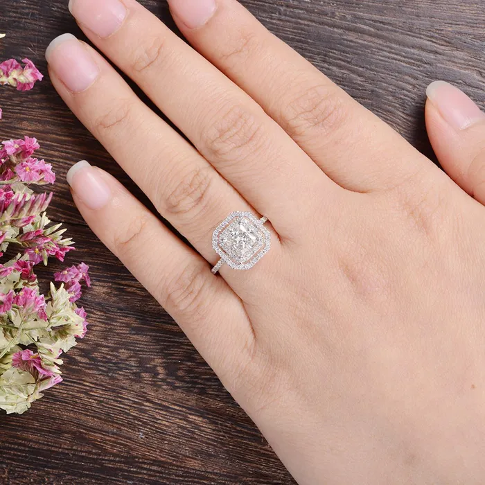 Rings Flawless Moissanite Princess Cut Moissanite Engagement Ring Vintage Design