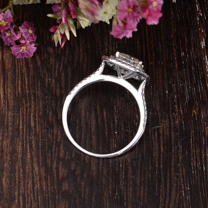 Rings Flawless Moissanite Princess Cut Moissanite Engagement Ring Vintage Design